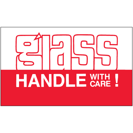 3 x 5" - "Glass - Handle With Care" Labels