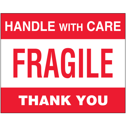 8 x 10" - "Fragile - Handle With Care" Labels