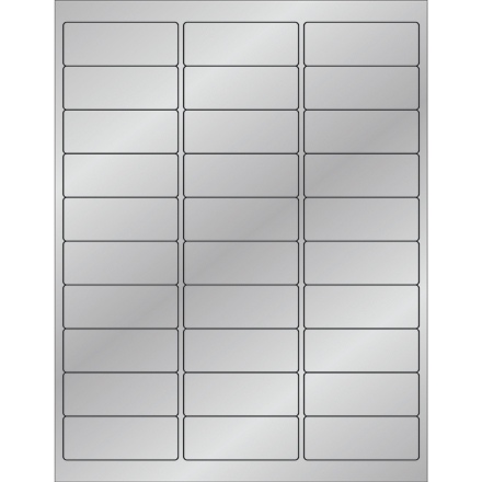 2 <span class='fraction'>5/8</span> x 1" Silver Foil  Rectangle Laser Labels